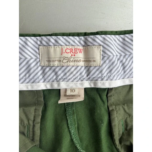 J.Crew Broken-In Chino Shorts Womens 10 Forest Green Cotton Casual Preppy - Picture 5 of 9